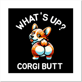 Funny Cartoon Corgi What's Up? Posters and Art